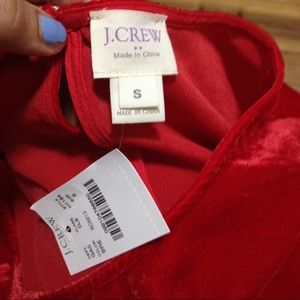 J. Crew Crushed Velvet Red Blouse Small